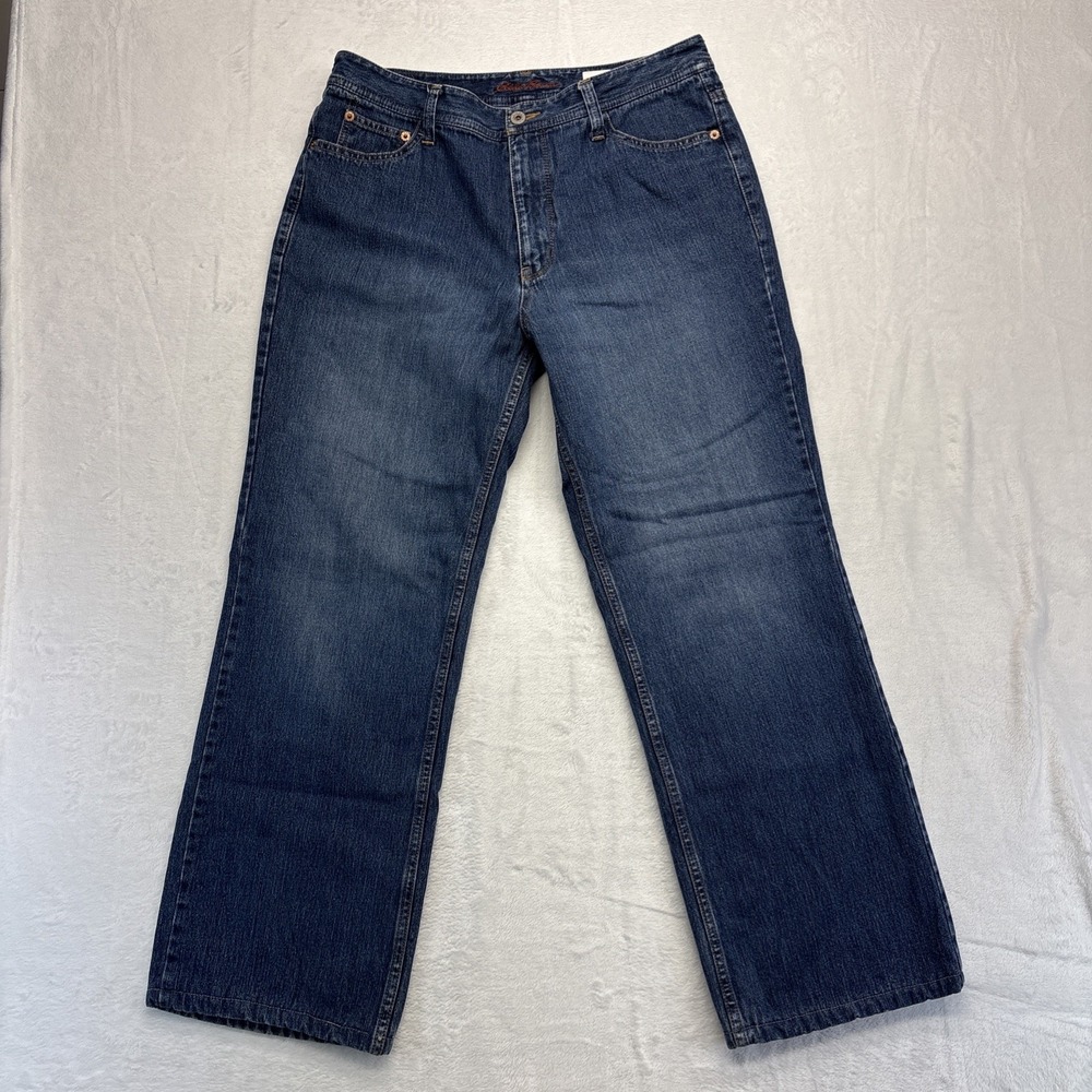 Eddie Bauer Jeans Womens 12 Regular Blue Natural Fit Fleece Lined Bootcut